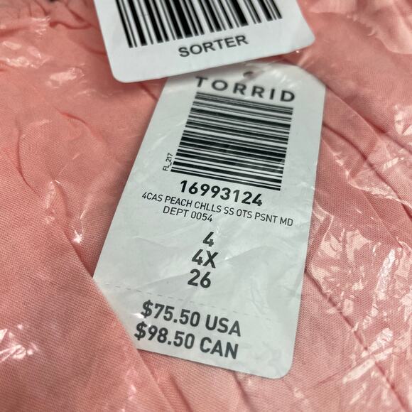 Torrid NWT Off-Shoulder Peasant Midi Dress - Challis Peach Size 4X Waist Tie - Picture 7 of 8